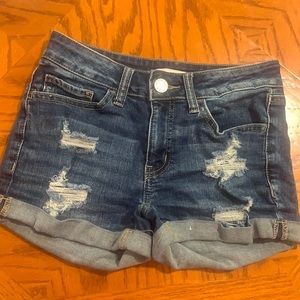 So low-rise jean shorts.